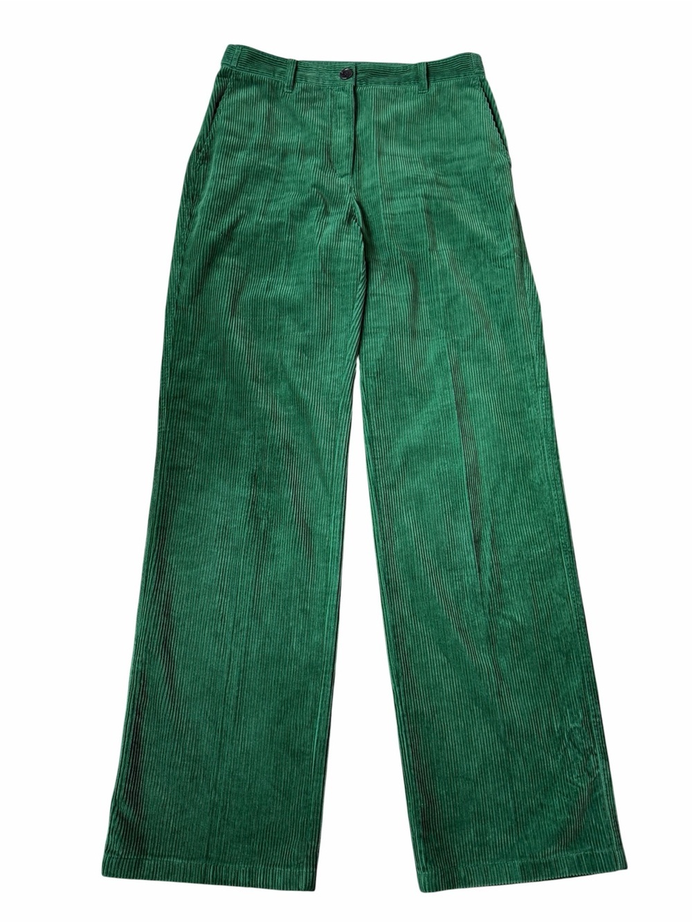 Comptoir des Cotonniers Green Straight-Leg Corduroy High Rise Pants Sz Medium/8